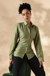 Fitted Cotton Silk Green Shirt